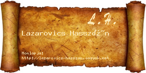 Lazarovics Hasszán névjegykártya